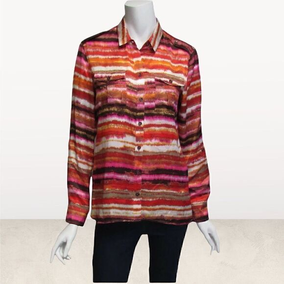 -Jones New York Multicolor Button Down Blouse Petite - Picture 1 of 4